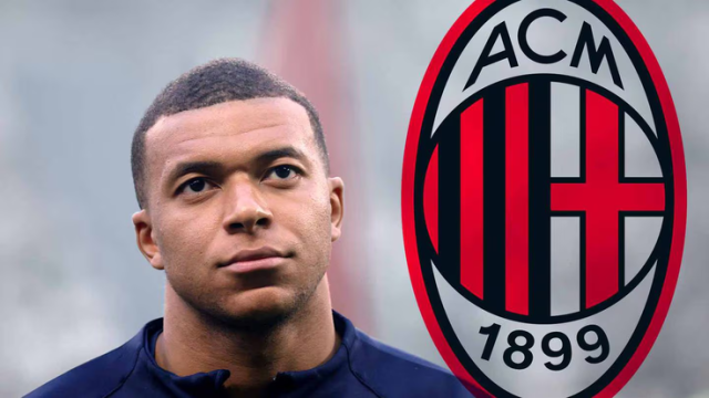 Kylian Mbappe Collage with AC Milan Logo